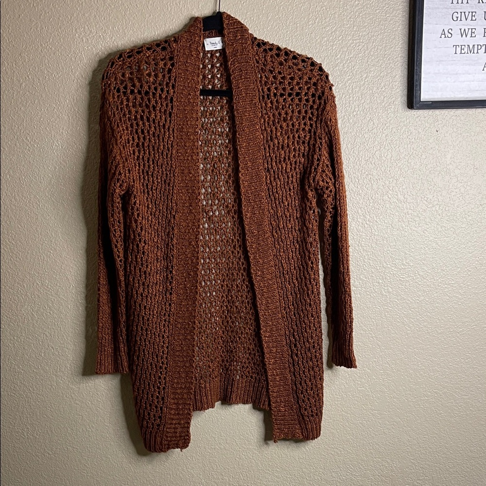 Love Tree Chocolate Open-Knit Cardigan